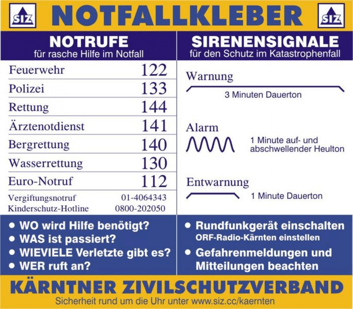 Notrufnummern